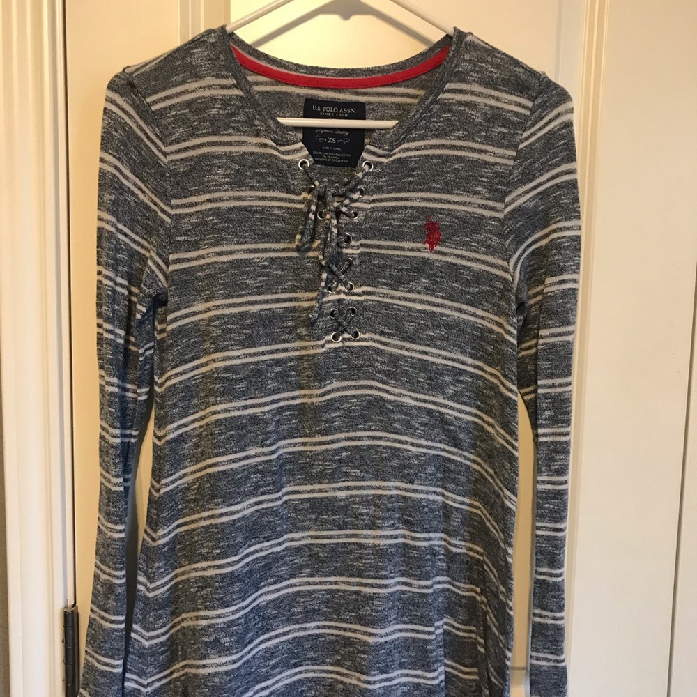Beautiful blue striped long sleeve tunic